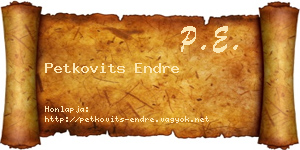 Petkovits Endre névjegykártya