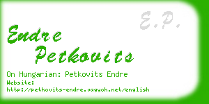 endre petkovits business card